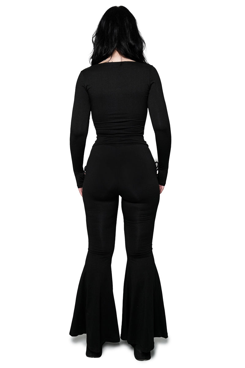 Alice Lace Up Flare Pants – Forest Ink