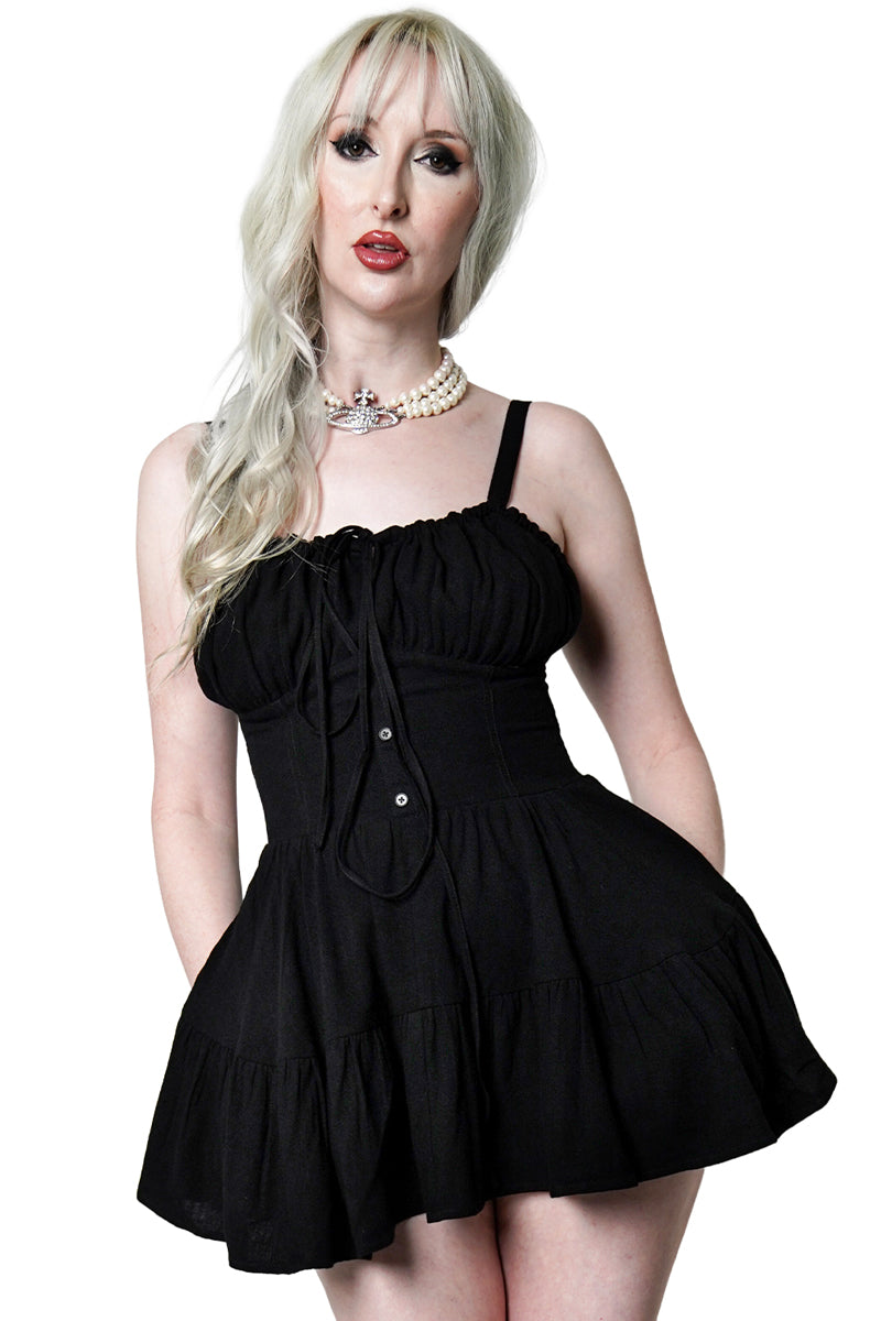 Clara Milkmaid Mini Dress – Forest Ink