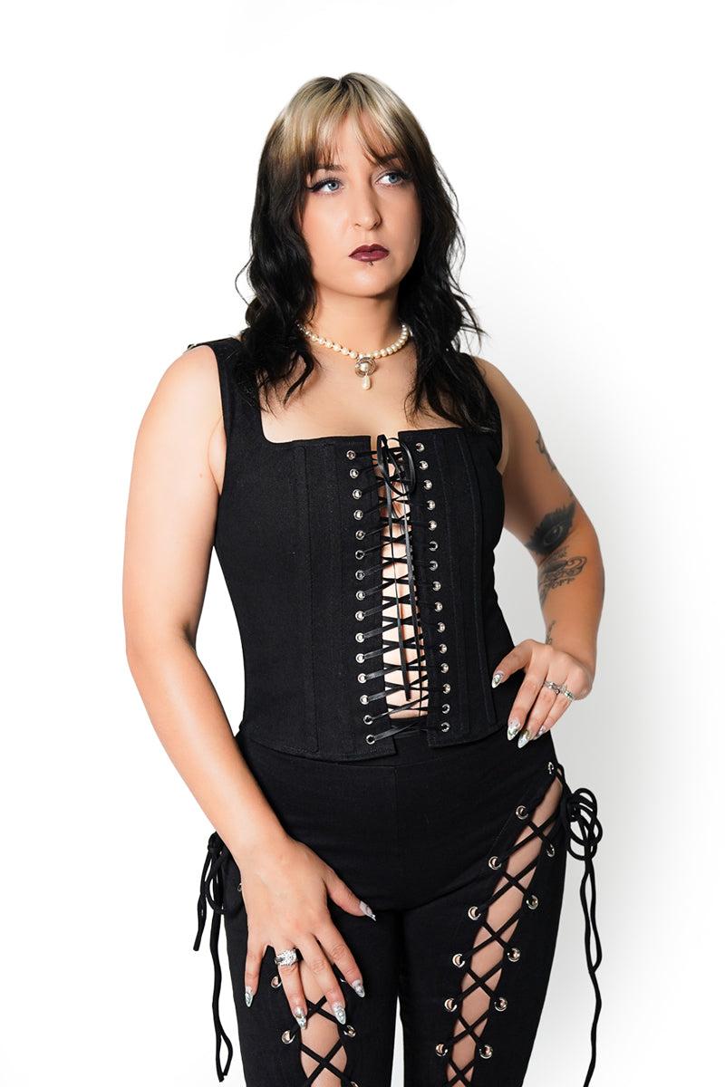 Black Dolly Corset – Forest Ink
