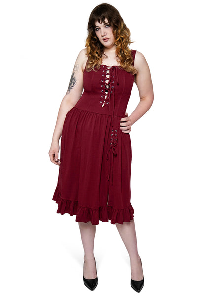 Oxblood Dollhouse Midi Dress – Forest Ink