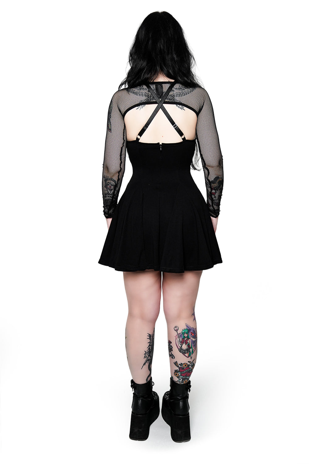 floreto mini dress black ASOS Design flute sleeve Floral Flocked mesh Mini Dress in Black