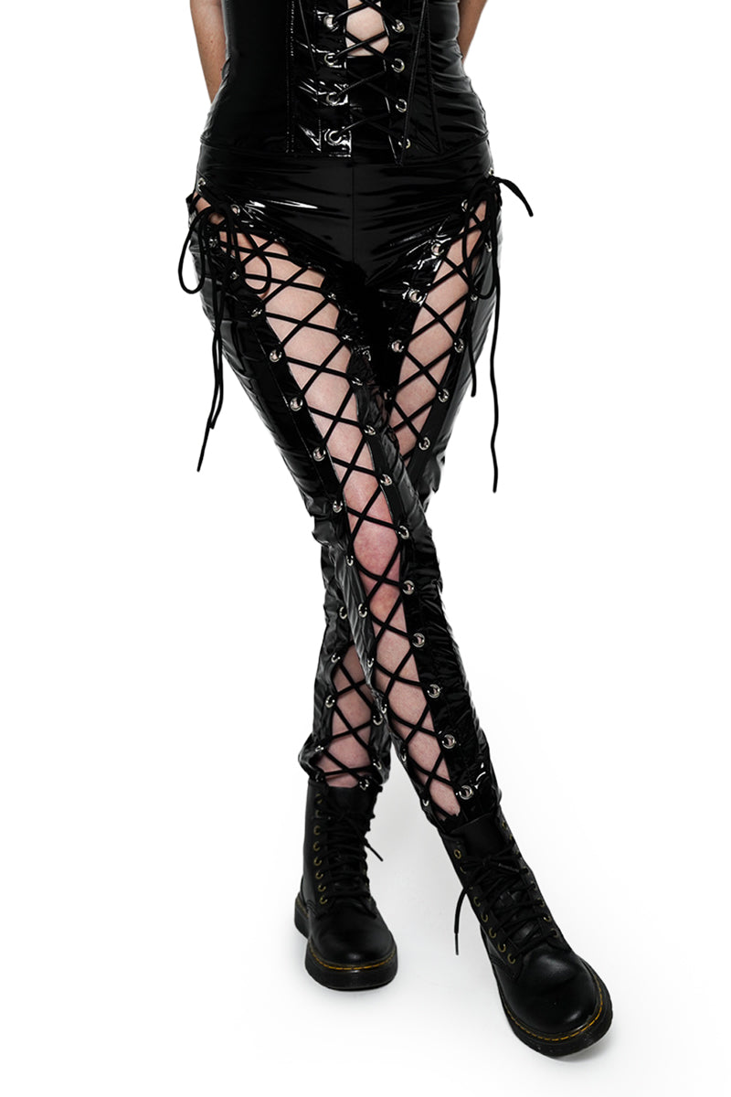 Enigma PVC Leggings – Forest Ink