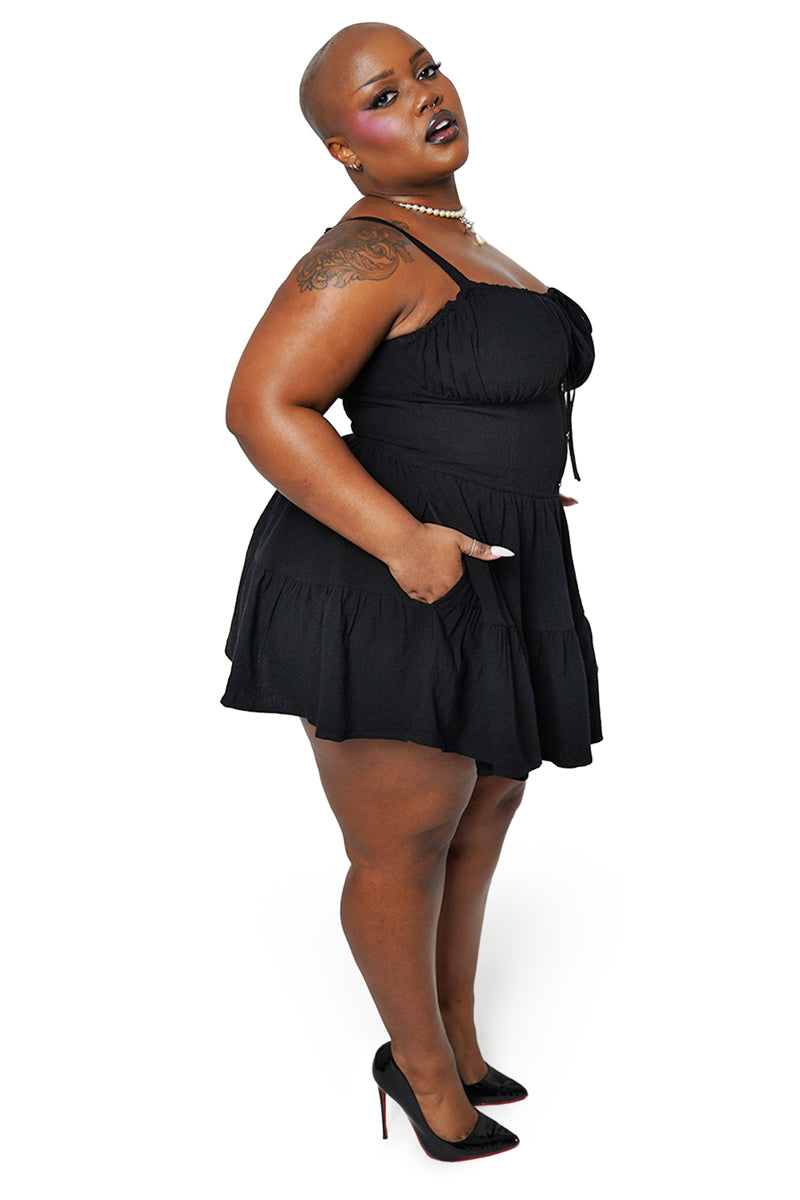 Clara Milkmaid Mini Dress – Forest Ink
