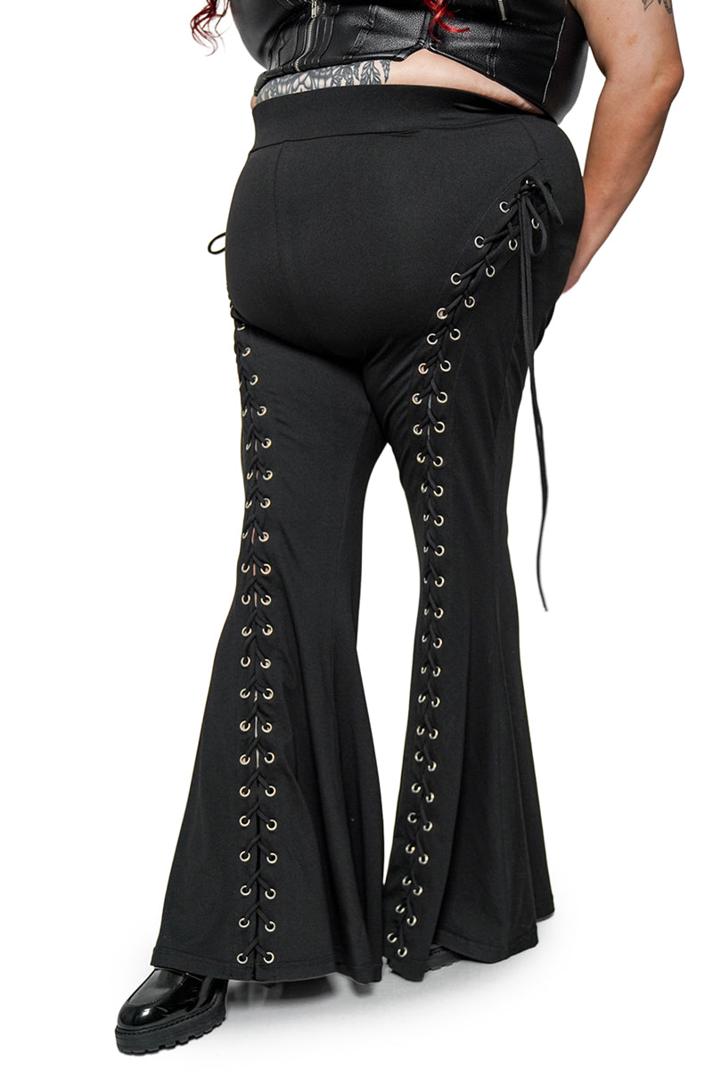 Alice Lace Up Flare Pants – Forest Ink
