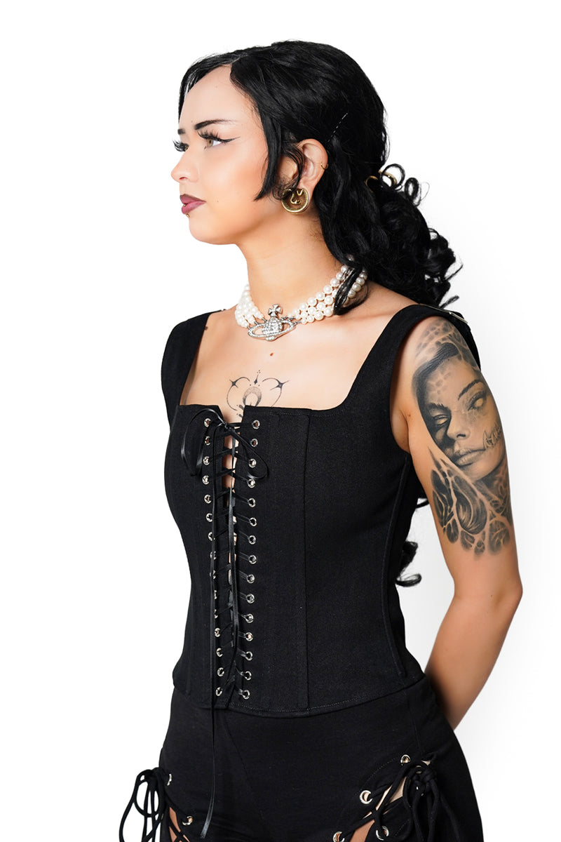 Black Dolly Corset – Forest Ink