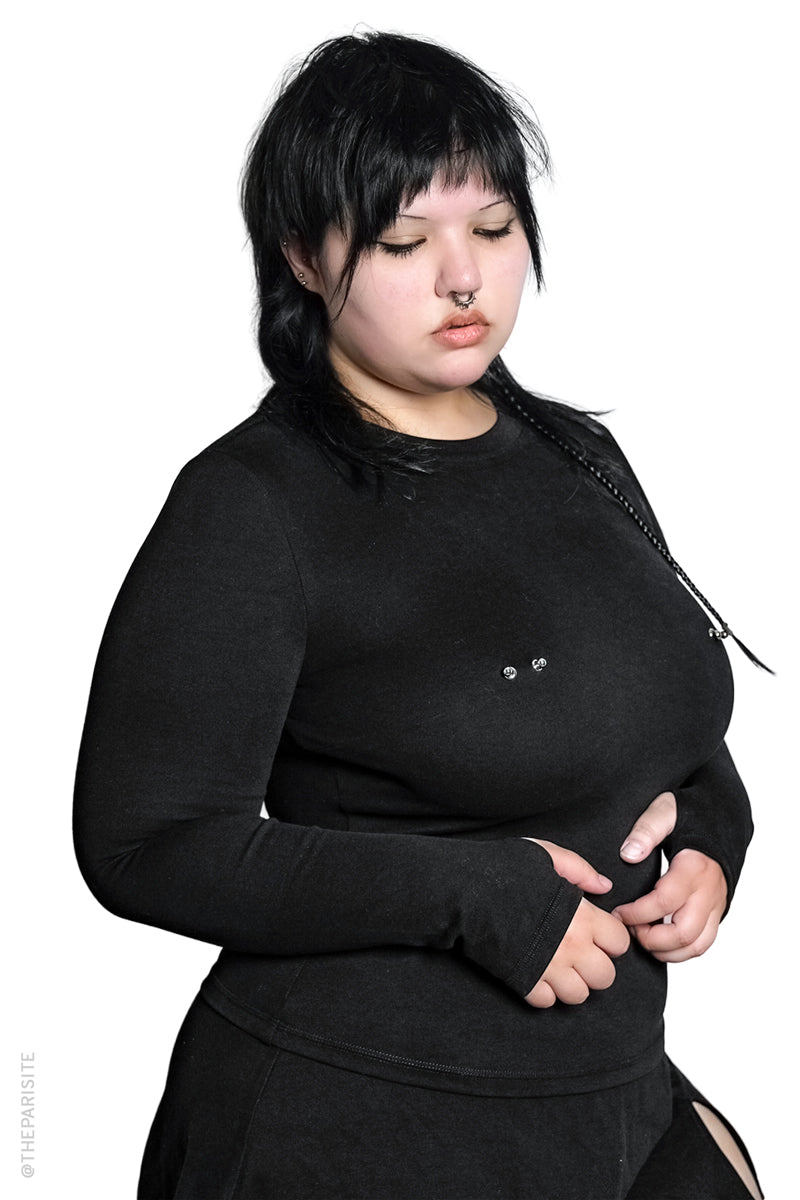 Pierced Long Sleeve Top – Forest Ink
