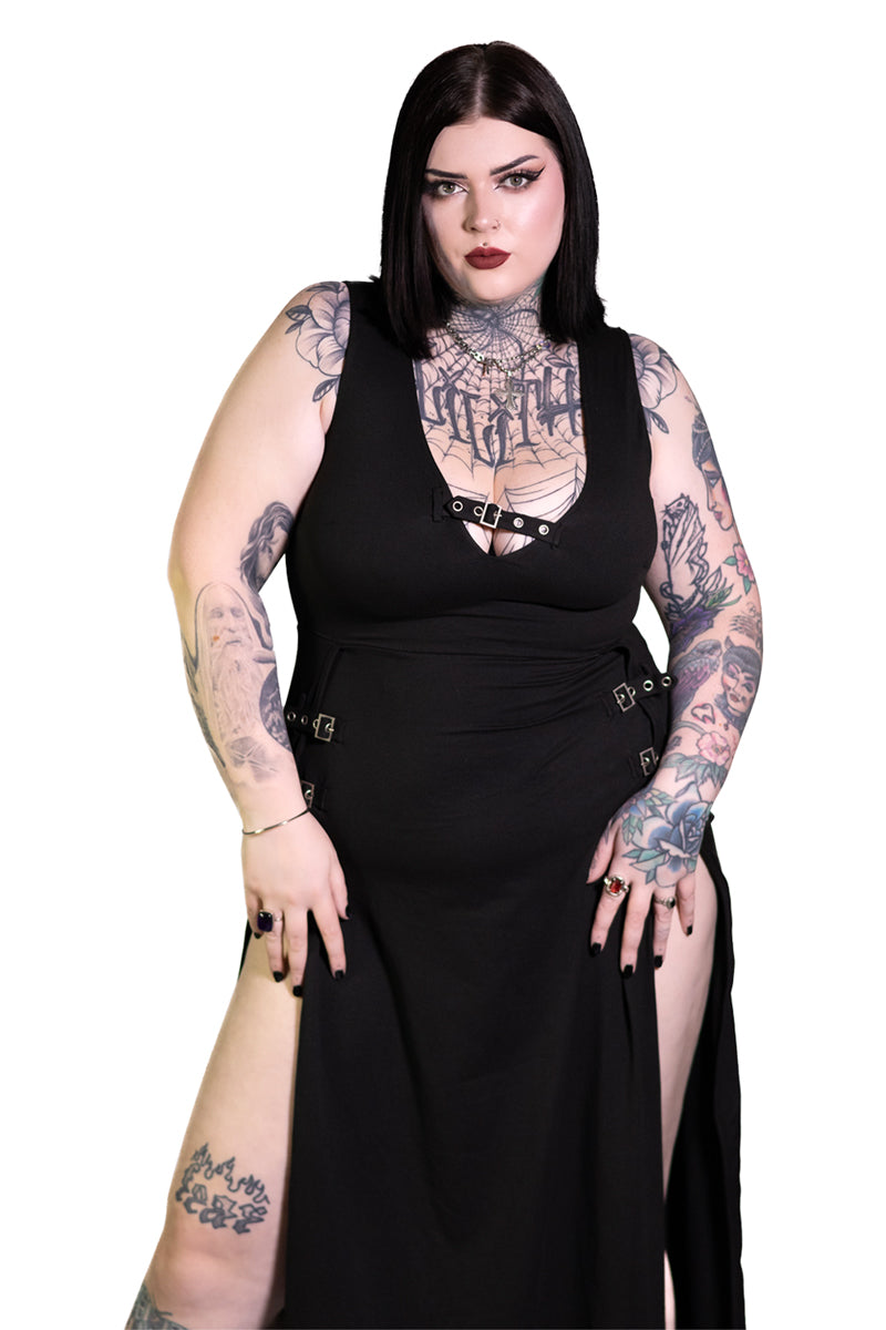 Rosetta Buckle Maxi Dress – Forest Ink