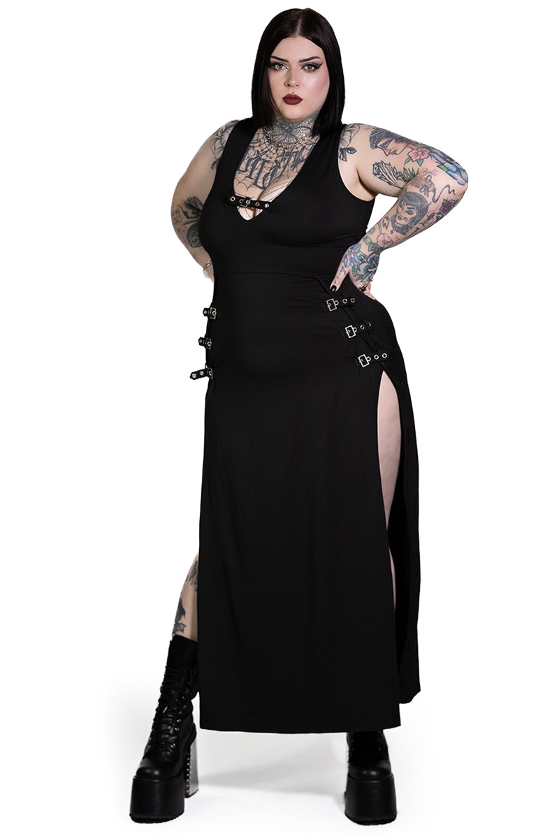 Rosetta Buckle Maxi Dress – Forest Ink