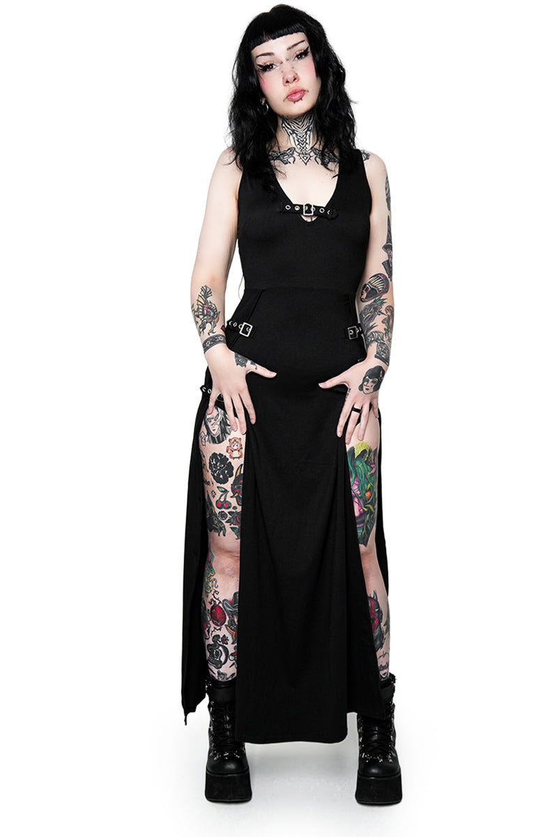 Rosetta Buckle Maxi Dress – Forest Ink